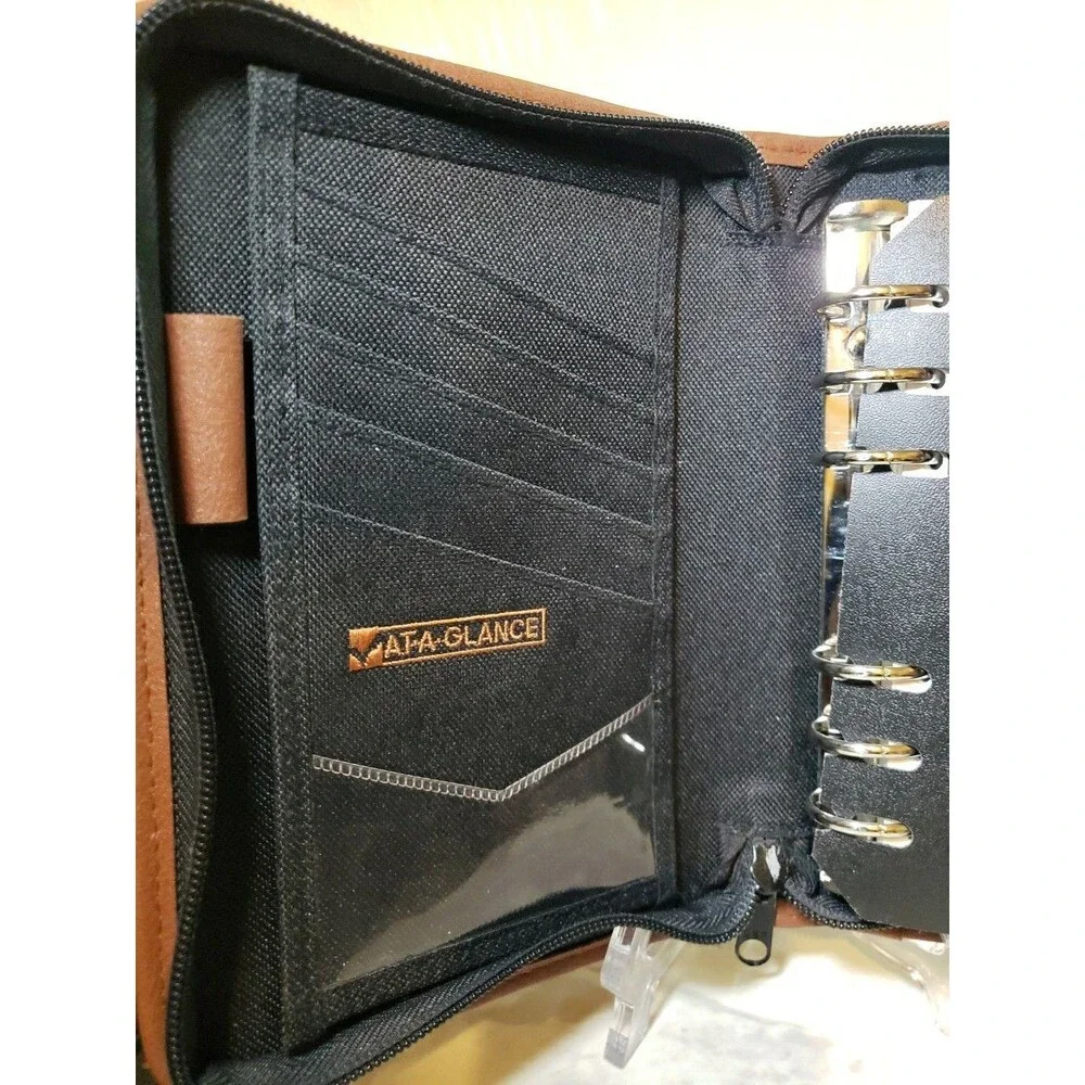 Vintage At A Glance  Black Cloth  Zip Closure Planner Binder 8.5”x6”